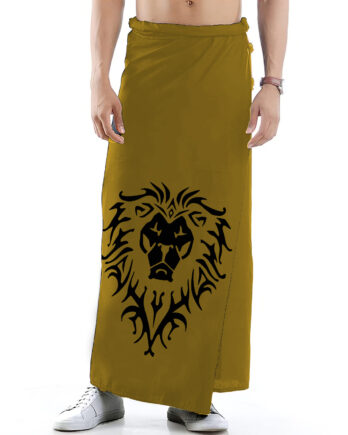 Mustard Sarong with Black Lion Face